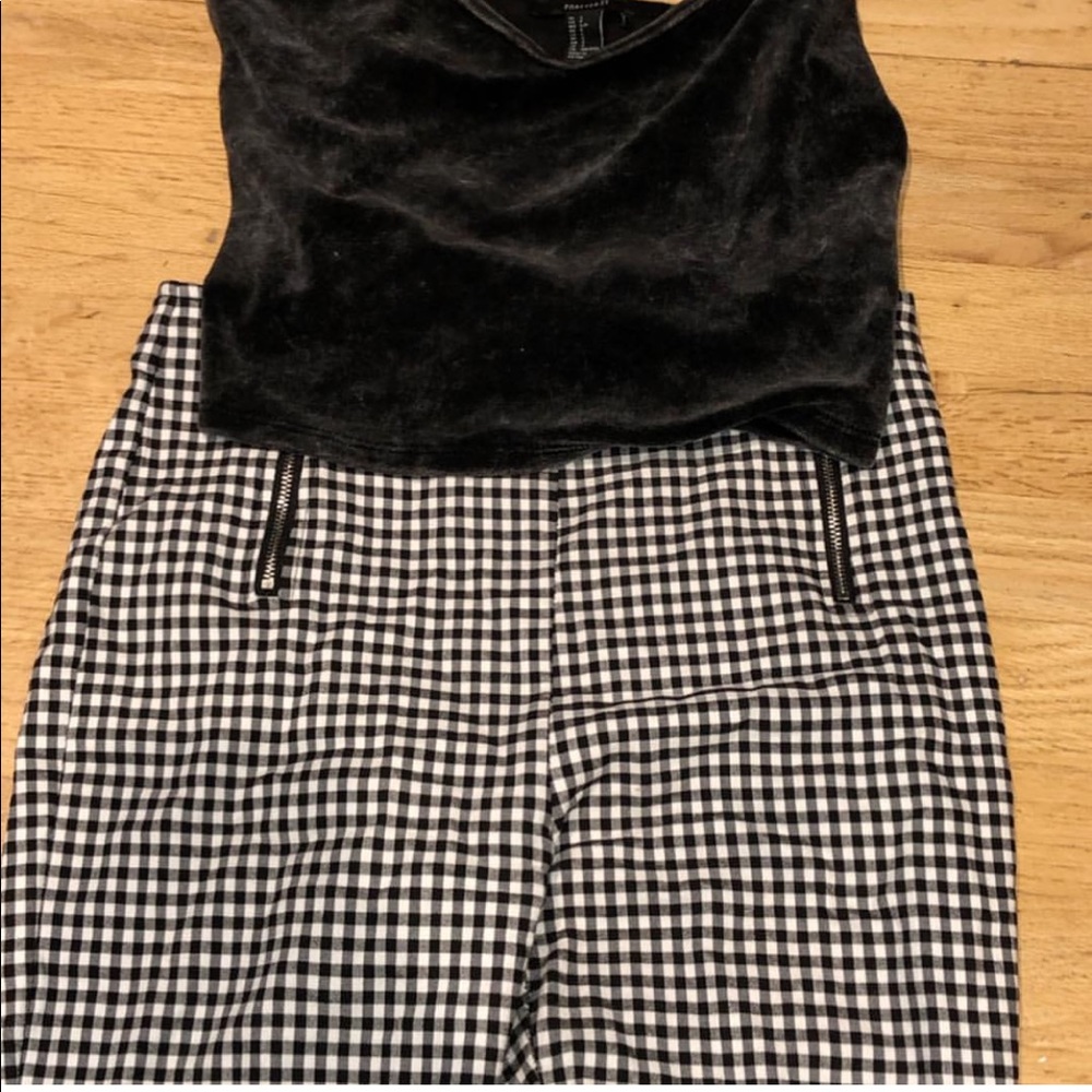 gingham zipper pants